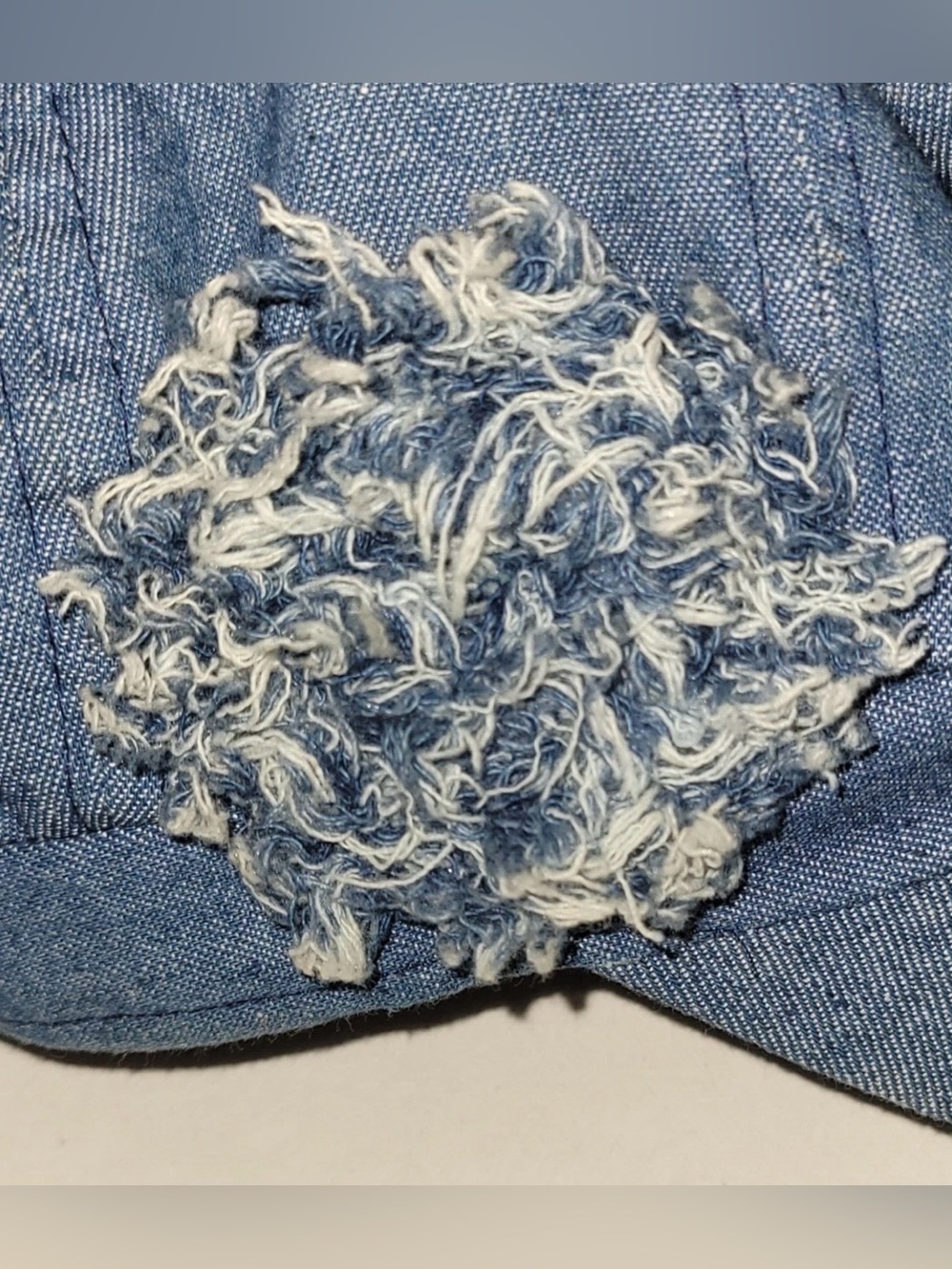 Women's Denim Newsboy Cap Distressed Flower Blue Cotton Elastic Back Hat Y2K - Picture 6 of 11
